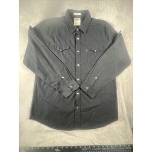 Levi's Pearl Snap Shirt Mens Size Large Blue Western Cowboy Casual Plaid Pockets